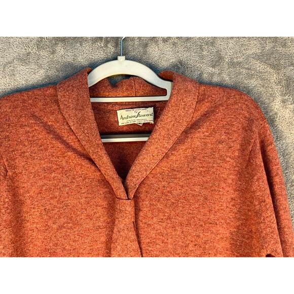 VTG Andrew Steward Sweater XS 36" Pink Lambswool Neck Tie Preppy Academia - Picture 3 of 11